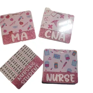 Badge Buddies for Nurses - MA, CNA, Nursing Student Badges with Cute Design and Glitter Finish