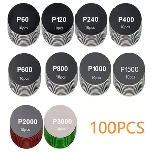 100pcs 3 Inch Wet Dry Sandpaper Set, Mixed Grits 60-3000, for Metal Wood Plastic Composite Materials, DIY Car Repair Building Projects