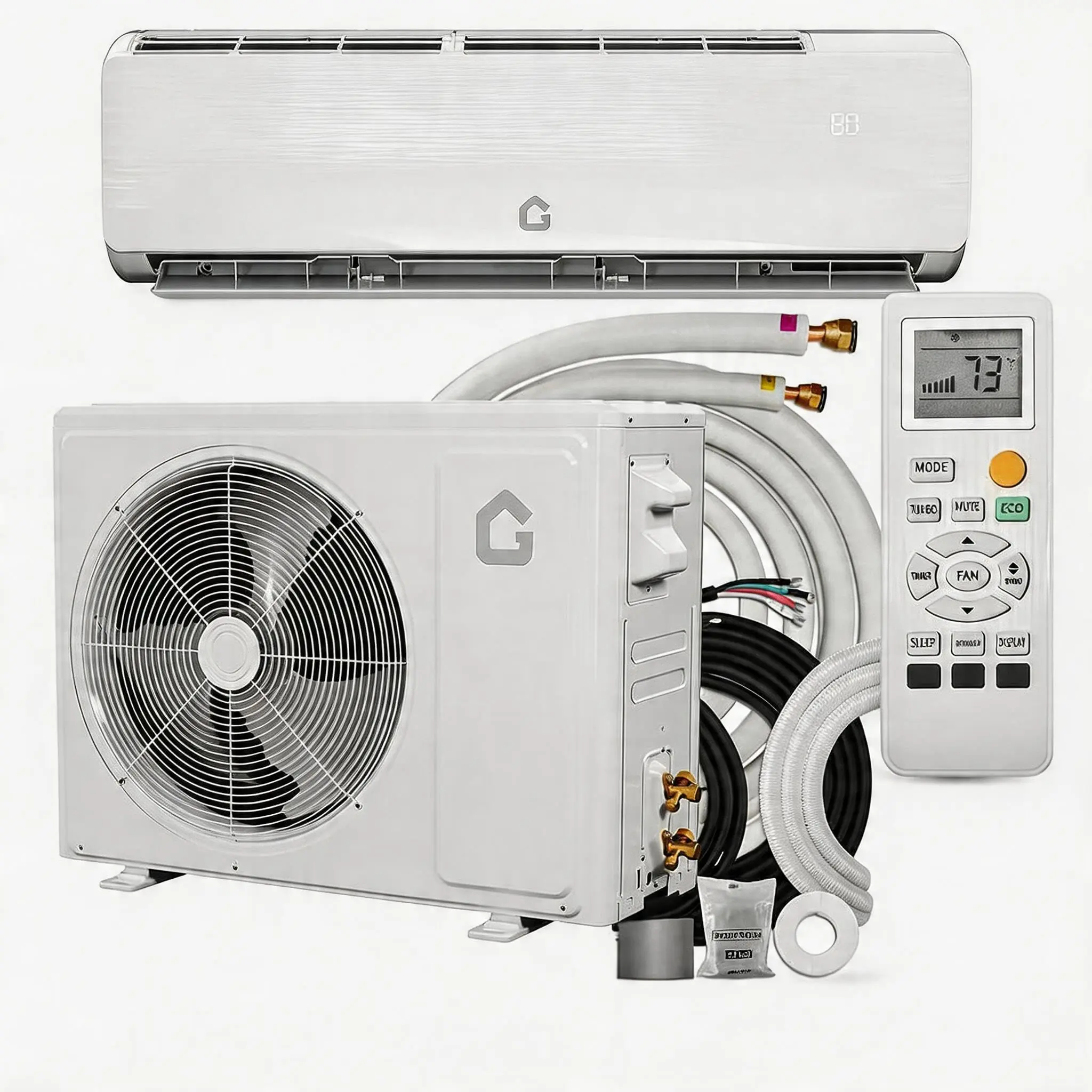 18000 BTU Mini Split Air Conditioner & Heat Pump, 19 SEER Inverter Split System AC, 230V Ductless AC with R32 Refrigerant, 50ft Airflow for Rooms up to 1250 Sq Ft