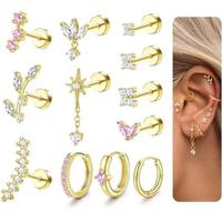 14K Gold Plated Hypoallergenic Earrings (Pink)
