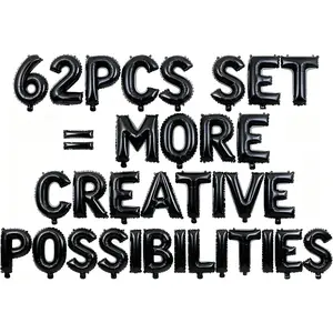 62 count Black Letter Balloons, Custom 2 Set A-Z Set for Personalizing Names & Phrases Party Supplies Banners - with 1 Set ABEILMNOPS for Wedding/Birthdays/Annivs Party Decoration Banner Custom Phrase