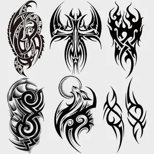 6 Sheets Tribal Totem Temporary Tattoo Stickers, Waterproof Realistic Body Art Tattoos for Adults Men Women, Large Half Arm Set