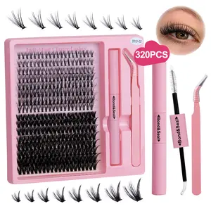 Mixed Length individual False Eyelashes Kit, 1 Set Natural Look Eyelash Extensions with Accessories, Self Grafting Curling Fake Eyelashes for Women, Makeup Products, Eyelash Extensions Kit, Cluster Lashes Kit, Fairy Lash Clusters