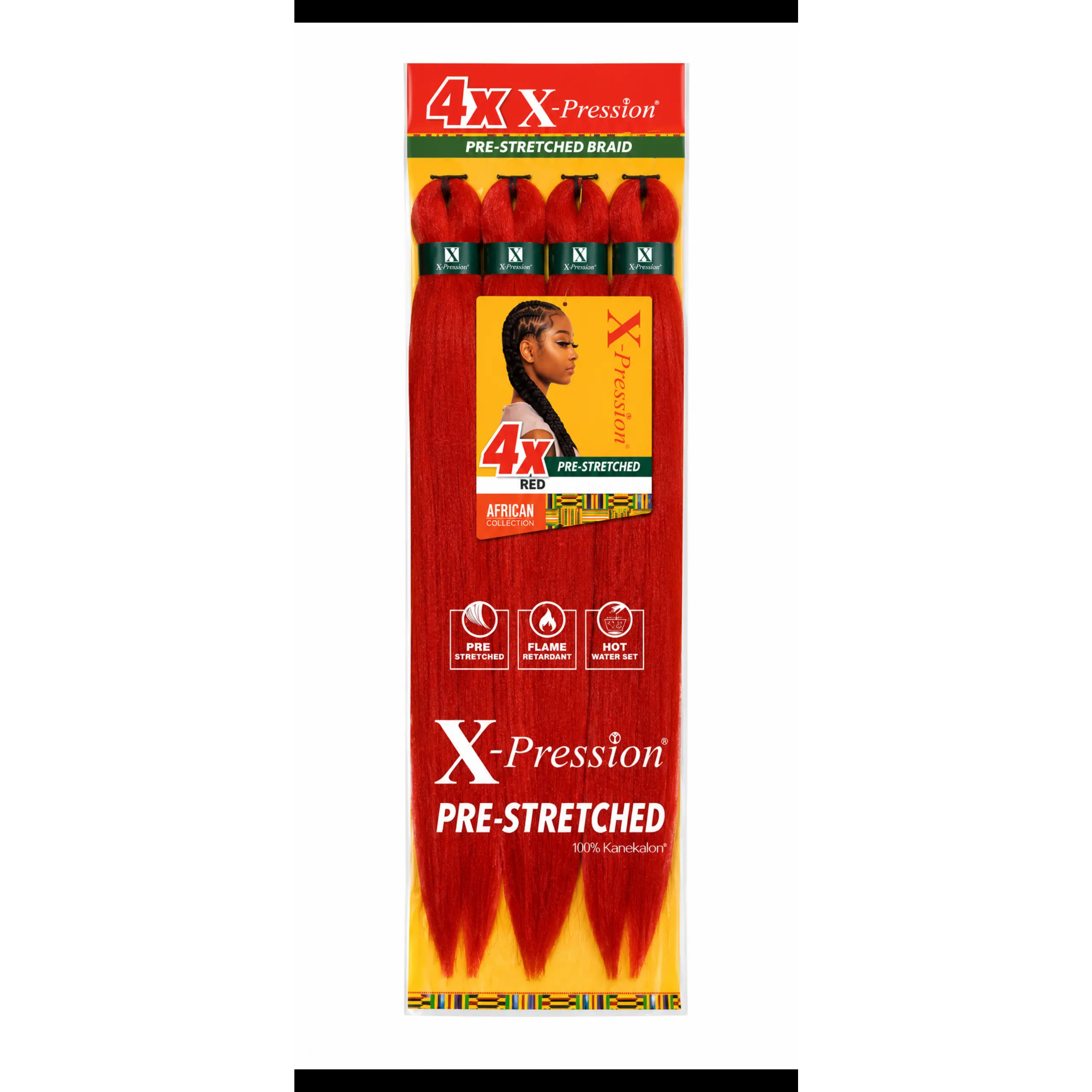 X-Pression 4X Pre-Stretched Braiding Hair 38” – Red – 100% Kanekalon