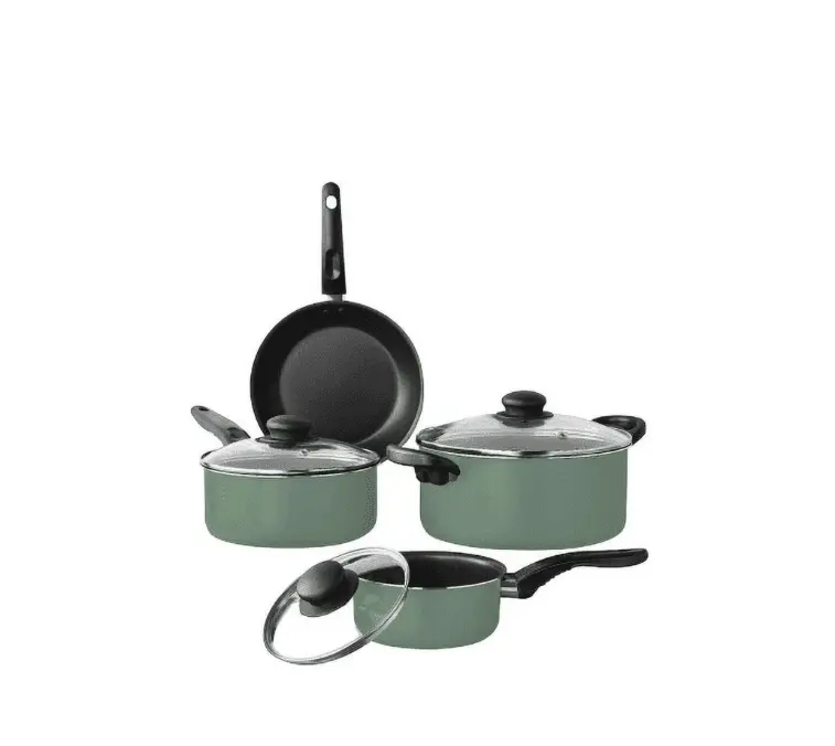 7 Piece Nonstick Aluminum Pots and Pans Cookware Set, Green