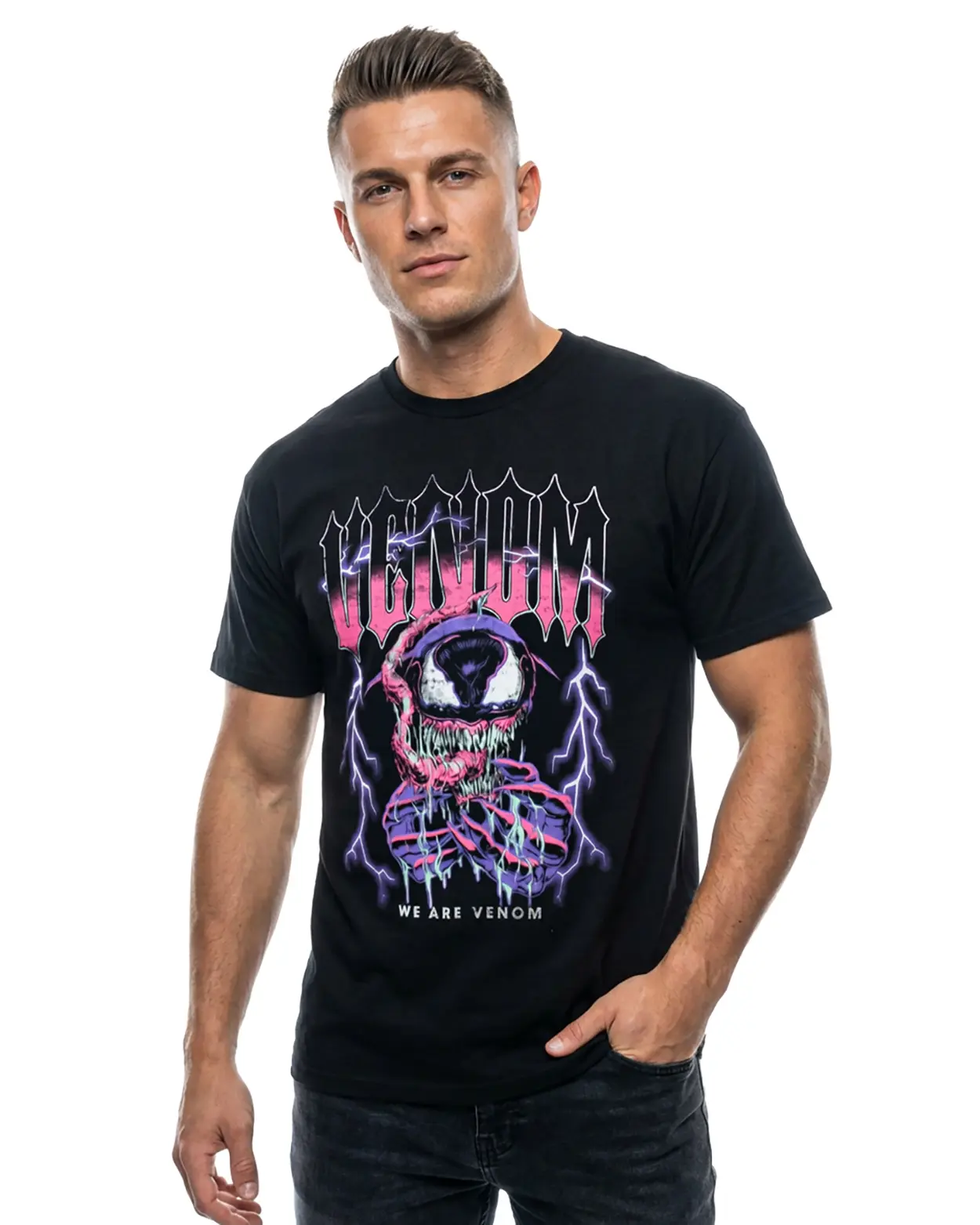 Marvel Men's Venom Anti-Hero Symbiot We Are Venom Razor Teeth Adult Short Sleeve T-Shirt