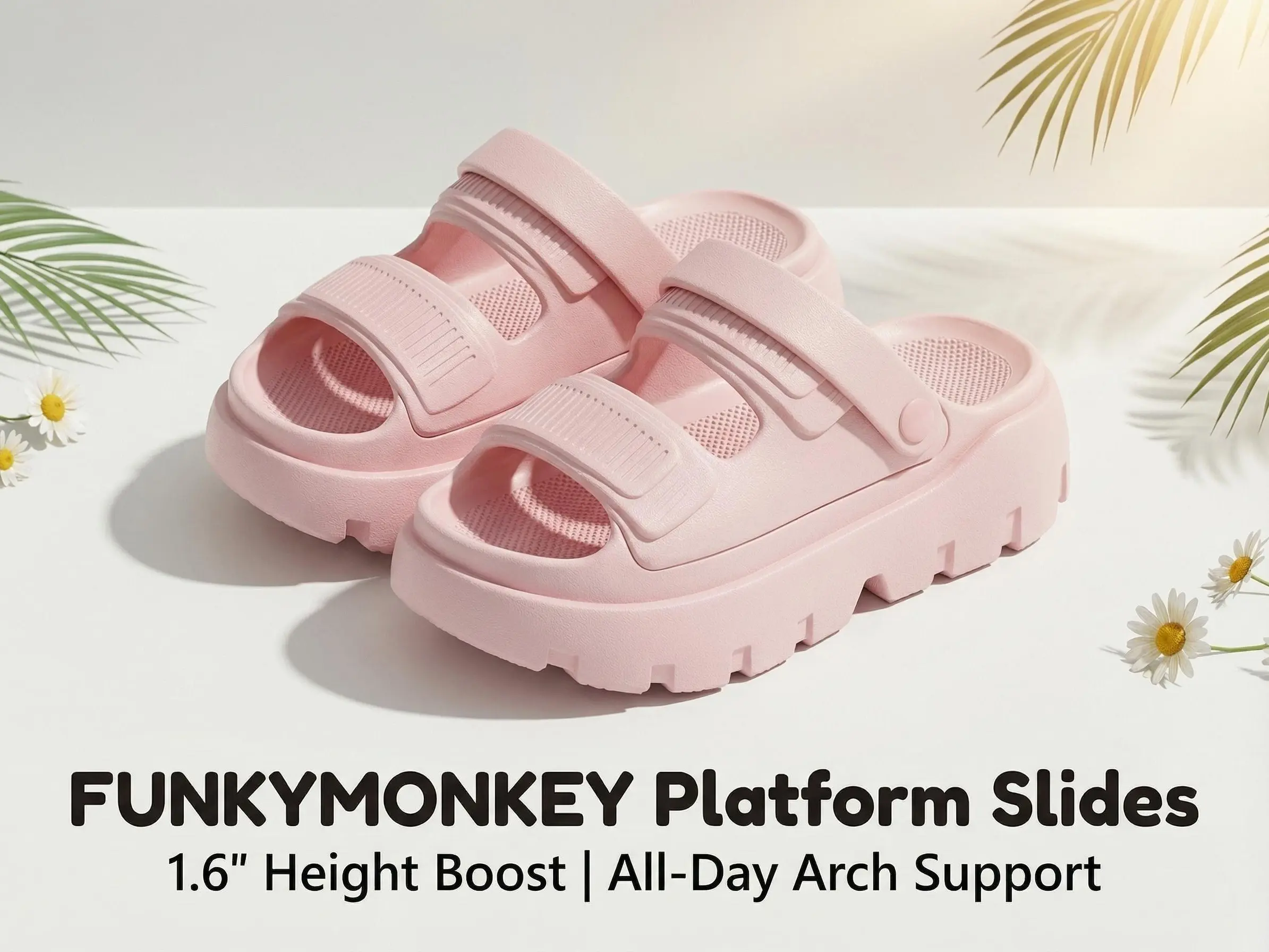 Women's Comfortable Plastic Flat Slippers - Double Buckle Adjustable, Anti-Slip Traction, Beach Casual Fashion Flip Flop Slides, Beach Slippers, Casual Slippers