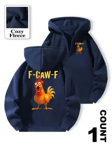 Unisex funny F-Caw-F chicken shirt, FCAWF chicken Fitted Graphic hoodie with half zipper and hood, Fashion Womenswear