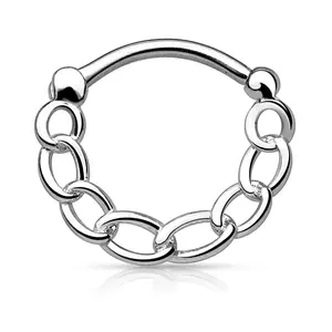 Tough Chain Link Round Nose Septum Clicker - 316L Stainless Steel