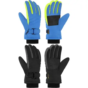 2 Pairs Kids Winter Snow Gloves Waterproof Windproof Warm Fleece Boys Girls Ski Gloves Outdoor Cold Weather