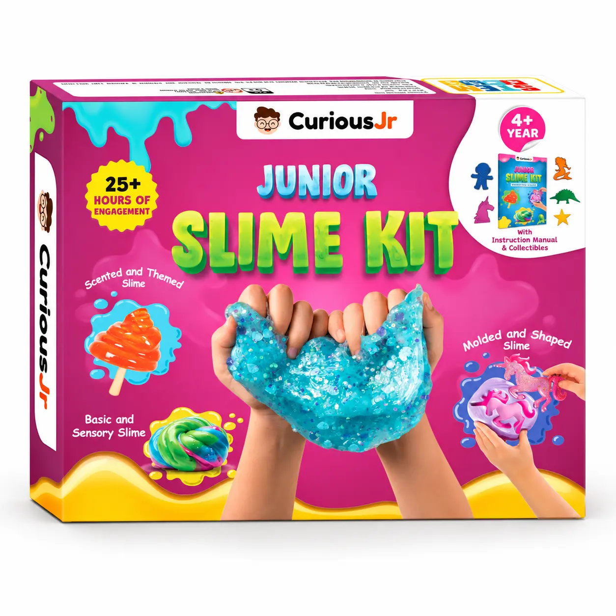 Curious Jr by PW Unisex DIY Slime Kit for Kids 4+ Years - 10+ Glitter Scented Butter Slime, Unicorn/Dinosaur/Mermaid Themes, STEM Construction, Instruction Manual, Collectibles, Basic & Sensory Options for Fun Playtime, Ideal Creative Gift Toy