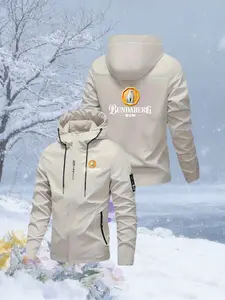 Men's Casual Hooded Windproof Jacket, Lightweight Motorcycle Riding Coat, Zipper Closure, High-Quality Fabric, Outdoor Skiing Hiking