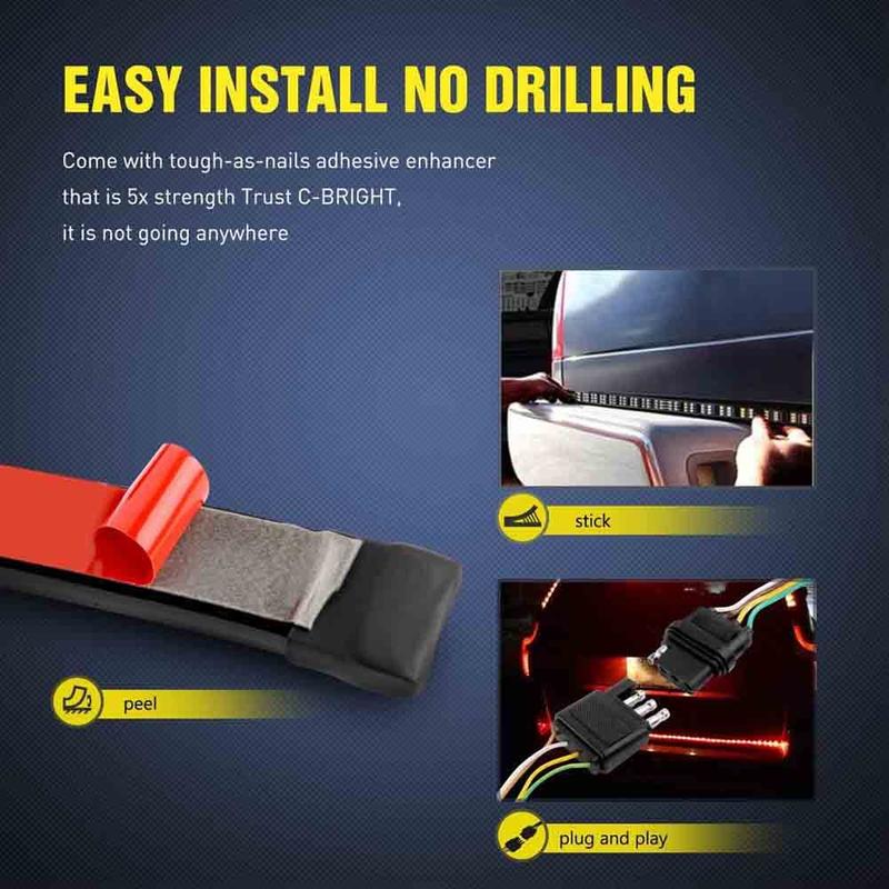 60" Truck Tailgate Light Bar  432 LED Single Row Light Strip with Red Running Brake Lights Turn Signal WhitE Reverse Light Lightbar