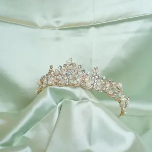 Gold Tiaras and Crowns for Women Crystal Champagne Rhinestone Hair Accessories for Bride Wedding Bridal Prom Birthday Party Queen Princess Decorations Halloween Costume Cosplay