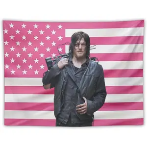 Daryl Funny Pink American Dixon Flag Tapestry Poster Bedroom Living Room Dormitory Wall Outdoor Garden Decor Aesthetic Merch Decorative Light