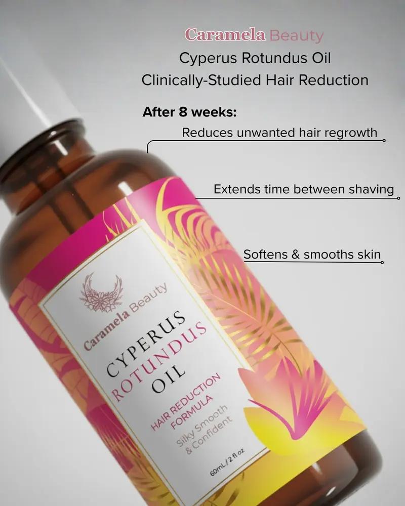 Caramela Beauty Cyperus Rotundus Oil 60ml/2oz | Natural Hair Reduction & Skin Smoothing Treatment