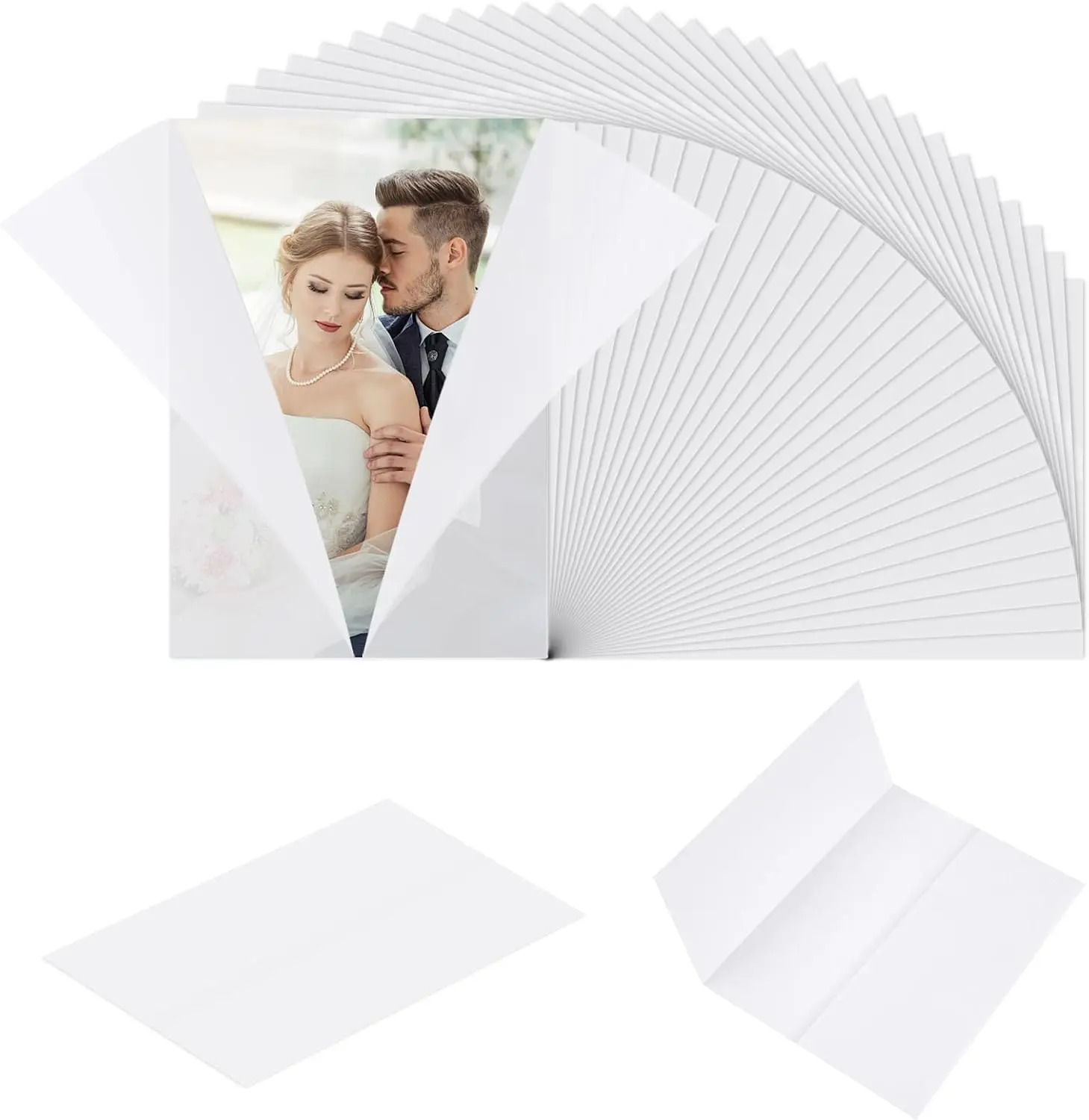 90-Pack Pre-Folded 5x7 Vellum Jackets, 93 GSM Translucent Paper Envelope Liners, Wedding & Birthday Invitation Office Stationery Supplies