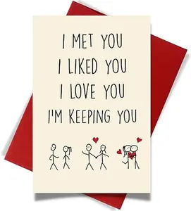 Valentines Day Card with Envelope - Romantic Valentines Day Gift for Boyfriend Girlfriend - Funny Anniversary Greeting Cards for Husband Wife - Sweetest Birthday Cards, Love Cards for Him Her