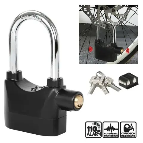 Anti-Theft Alarm Padlock with Lock Hasps, Aluminum alloy material，110dB Loud Siren, Heavy Duty Weatherproof Security Lock, Key/Combination Access, Vibration-Triggered Alarm for Bikes, Gates, Outdoor Use