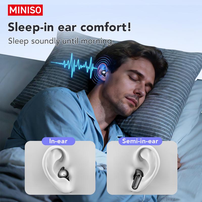 MINISO MS108 Wireless Headphones In-ear Design Noise Cancelling True Wireless Earbuds with Digital Display Bluetooth 6.0 Gaming Headset for Running Exercising Lightweight Fitness Earphones