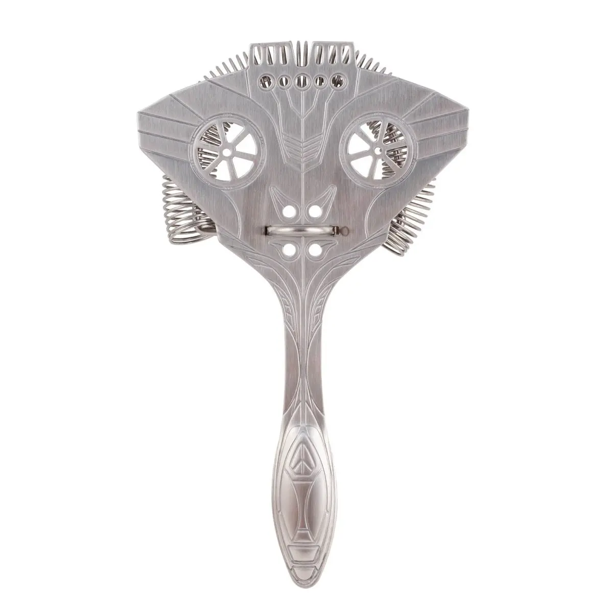 BarConic® Durable Alien Design Stainless Steel Bar Strainer - 4.25" Wide, 7" Length, Spring Embedding System, Kitchen & Cocktail Prep Utensil