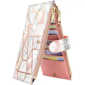 Womens RFID Blocking Large Capacity Wallet Multi Card Organizer Bifold Wallet for Women with Zipper Pocket