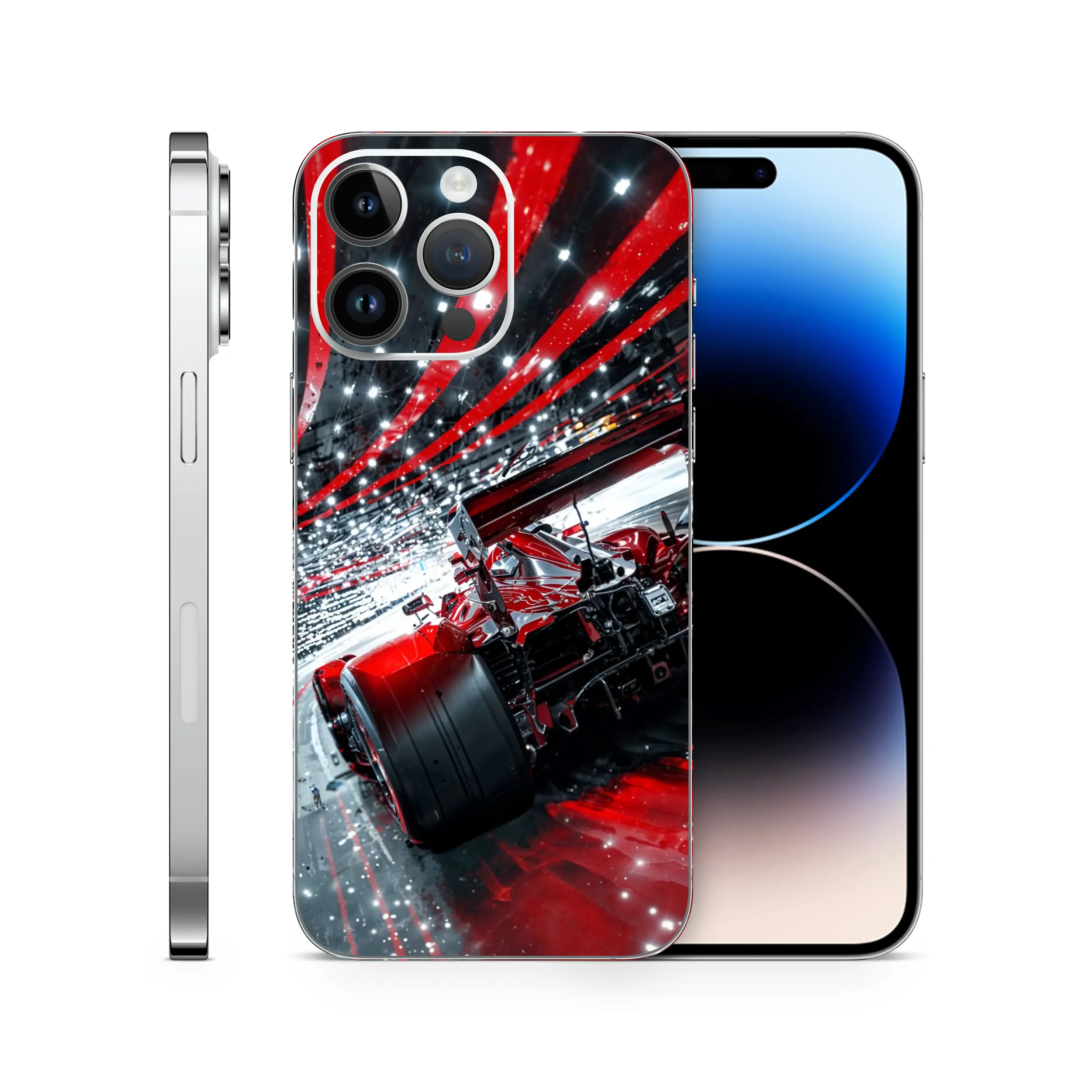ISTICKERZPNW Auto Racing Vinyl Skin for iPhone 15, Lightweight Fade-Resistant Easy-Remove Precision Fitted Skin