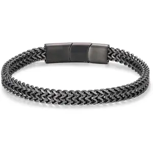 Franco Chain Stainless Steel Magnetic Clasp Men's Bracelet - 19.5cm Length, Gift Box Included, Perfect for Anniversary, Graduation, Birthday, Christmas