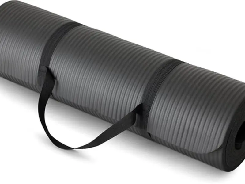 Extra Thick Exercise Yoga Mat with Carrying Strap 1/2 Inch Padded Support Textured Surface for Traction Durable Foam Construction 74x24x.5 Inches