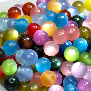 Cat Eye 10mm Acrylic Beads Set of 5. Mixed Colors