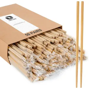 50 Pairs Disposable Reusable Chopsticks 9.5" Individually Wrapped Bulk Premium Quality