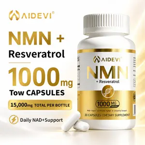 Aidevi NMN 1000mg Dietary NAD+ Support Supplement with Resveratrol - 99% High-Purity Formula for Energy & Healthy Aging, Antioxidant Vitamin Nutrition Supplement