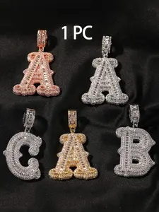 Initials Letter Pendant Necklace, Fashion Alphabet Pendant, Rhinestone Decor Chain Necklace, Hip Hop Jewelry for Party, Daily Decor, Trendy All-match & Exquisite Jewelry for Birthday Gift
