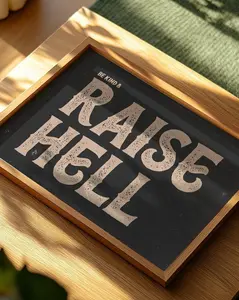 [Sale Off Up To 50%] [Unframe] Be Kind and Raise Hell Wall Art Western Rustic Cowboy Quote Sign Vintage Typography Poster Dark Rustic Printable