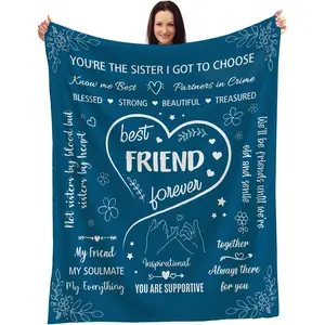 Best Friend Forever Blanket - Soft and Cozy Throw with Heartfelt Sentiments for Your Chosen Sister - Warm and Comforting and Inspiring - Ideal for Birthdays Holidays