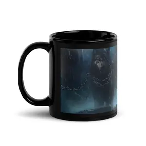 Under the Horn of Hearth Ceramic Coffee Mug 15 oz Glossy Black Drinkware Reusable Washable Dishwasher & Microwave Safe Fantasy Artwork