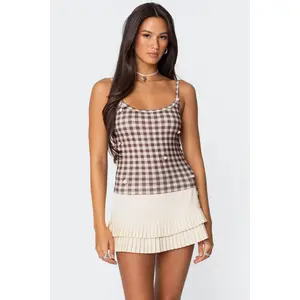 Flower Field Gingham Tank Top