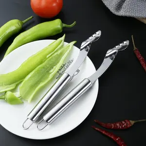 2-Piece Pepper Core Seed Remover Cutter Set, Stainless Steel Fruit Kitchen Tool, Durable and Convenient, Ideal for Home Cooking