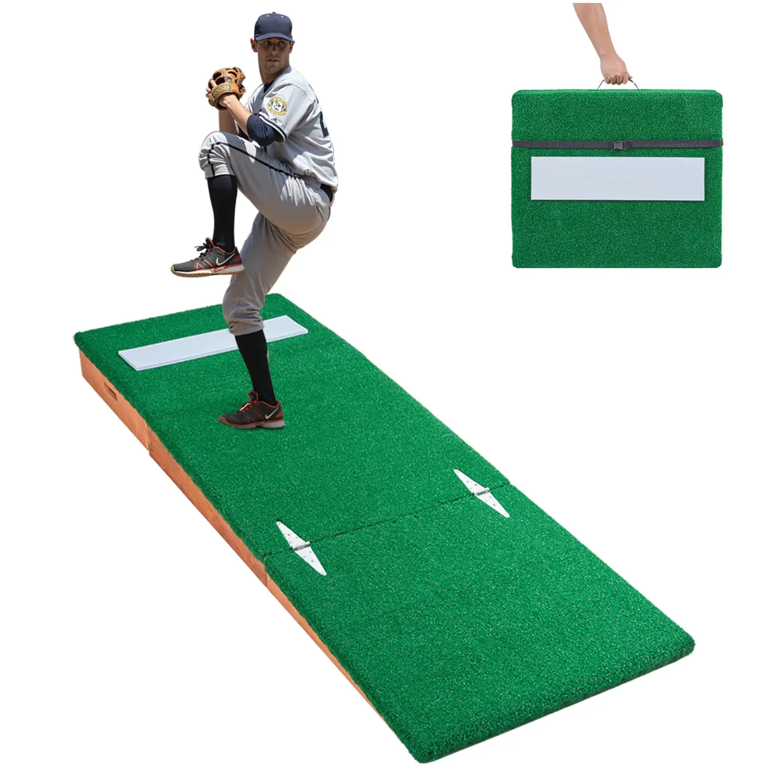 VEVOR Pitching Mound, Portable Baseball Pitcher's Mound, 85 in Indoor Outdoor Pitching Practice and Training Equipment, Softball Pitching Aids with Antifade Turf, Pitching Rubber, Adjustable Base