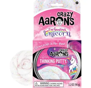 Crazy Aaron's Thinking Putty - Enchanting Unicorn Glow in The Dark Putty - Glows Pink with Rainbow Glitter - Non-Toxic, Never Dries Out - Made in USA