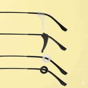 Anti Slip Glasses Ear Grips 4 Pairs, Silicone Eyeglasses Ear Hooks and Round Retainers for Sports, Comfort Sunglasses Temple Tip Holders in 2 Styles and 2 Colors, Universal Fit for Kids Adults