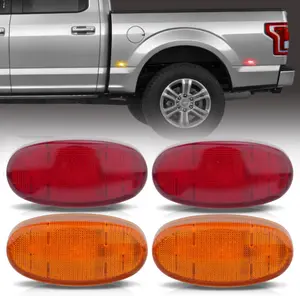 Nilight Wheel Fender Side Marker Lights 4 PCS 3 LED Red Amber Front Rear Clearance Light Plug And Play PC Lens Compatible With 2011-2022 F250 F350 F450 F550 Super Duty