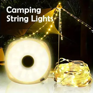 Portable Camping Light, USB Rechargeable Outdoor String Light, Sturdy Tent Fairy String Light for Hiking Camping