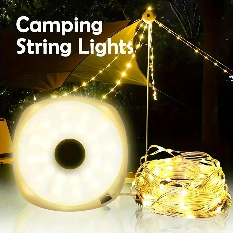 Portable Camping Light, USB Rechargeable Outdoor String Light, Sturdy Tent Fairy String Light for Hiking Camping
