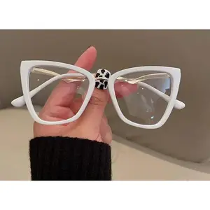 Optical Myopia Glasses Women Anti Blue Rays Eyeglasses Minus -1.5 -3 Antifatigue Computer Eyewear Fashion Elegant White Glasses