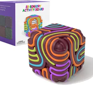 Silicone Montessori 3D Sensory Activity Board - Multi-Faceted Stereo Toy for Kids, Motor Skill Development, Portable Stress Relief Travel Toy