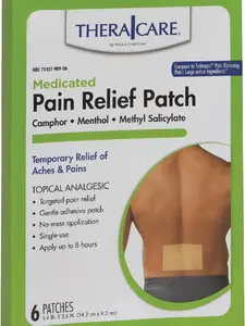 Targeted Pain Relief Medicated Patch | Neck, Shoulder, Back | 6-Count | 5.6 in. x 3.6 in. | Topical Analgesic | Camphor, Menthol, Methyl Salicylate