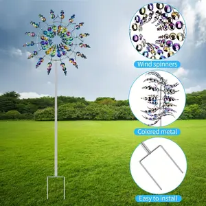 Creative Metal Windmill Catcher, 360° Rotating Iron Sculpture, Outdoor Garden Decor, Patio Landscape Ornament, Lawn Decoration