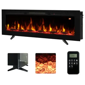 Electric Fireplace Recessed Electric Fireplace inserts,Freestanding and Wall-Mounted,14 Flame Colors,6-Brightness Levels,62℉-99℉-EFW