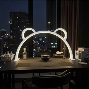 Large Bear Ear Decoration LED Nail Lamp, Aluminum Alloy Material, Three Colors + Infinite Dimming, Adjustable Lighting, Suitable for Manicure, Eyelash Extensions, Tattoo Care